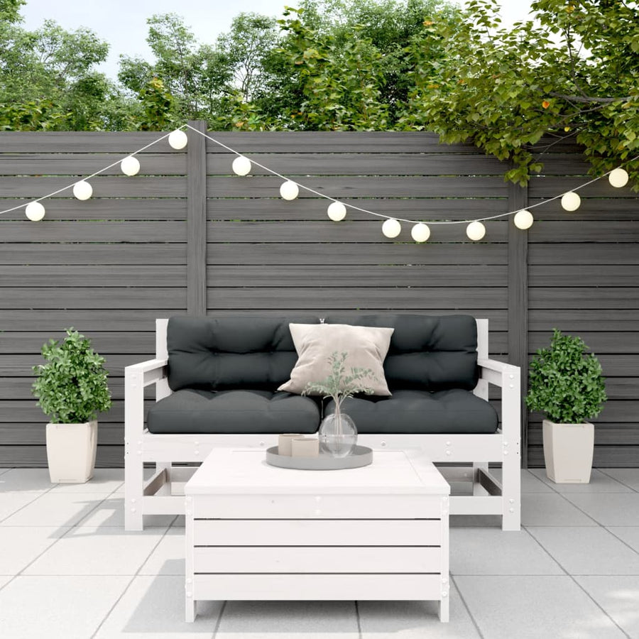 3-delige Loungeset met kussens massief grenenhout wit