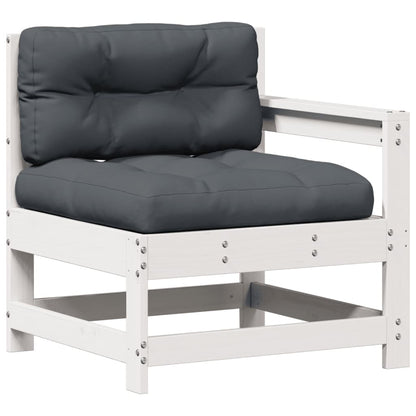3-delige Loungeset met kussens massief grenenhout wit