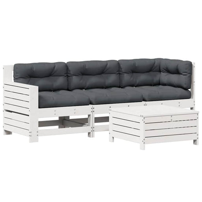 4-delige Loungeset met kussens massief grenenhout