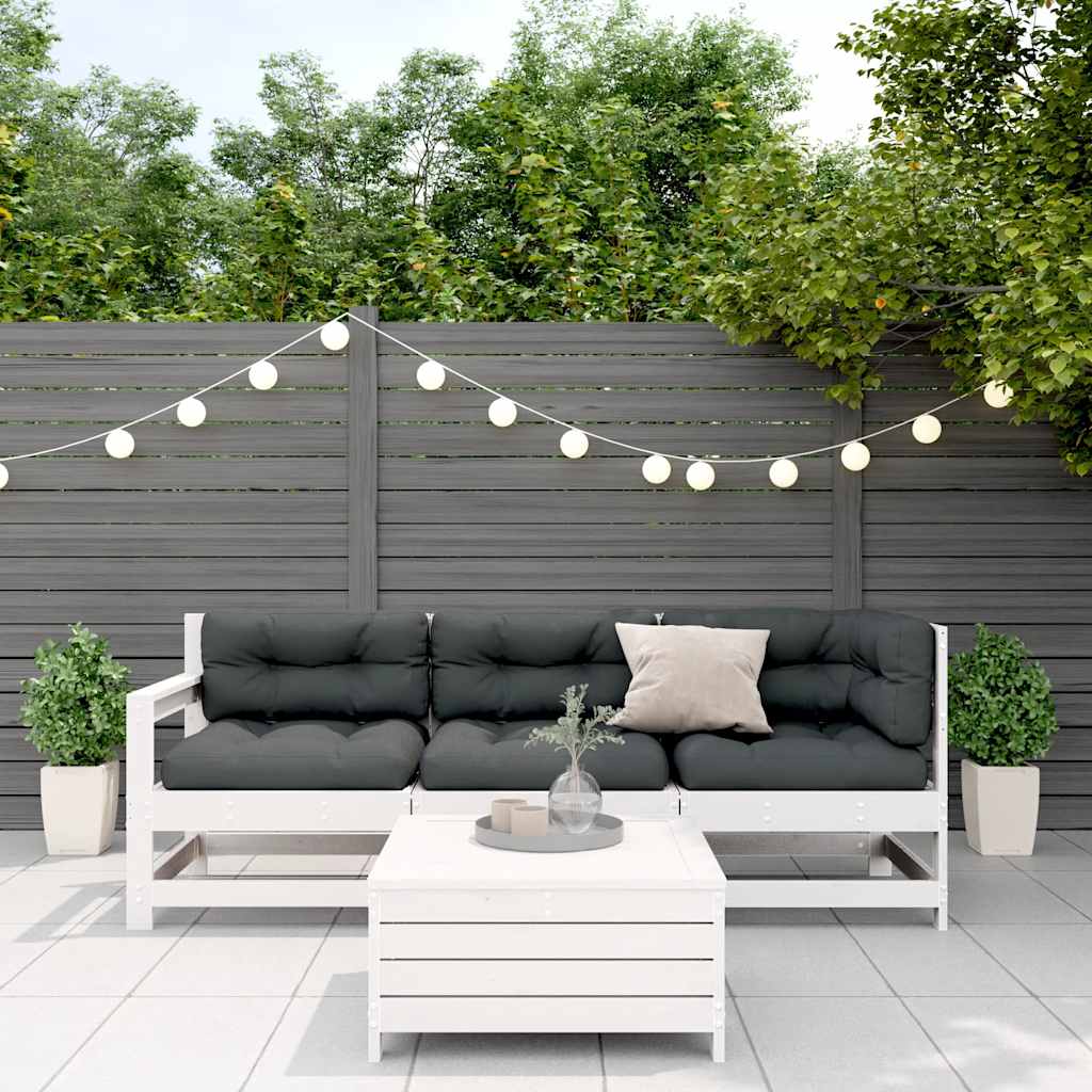 4-Delige Loungeset Met Kussens Massief Grenenhout Wit grenenhout