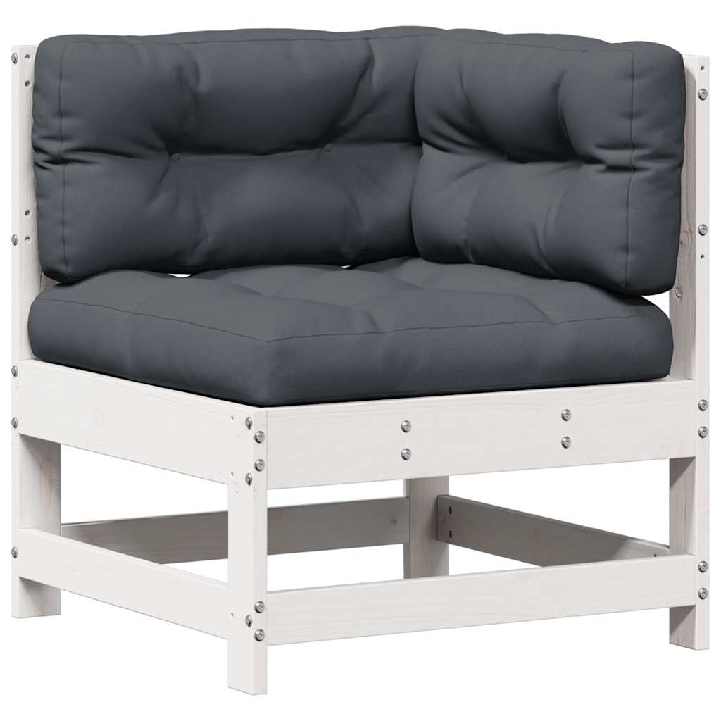 4-Delige Loungeset Met Kussens Massief Grenenhout Wit grenenhout