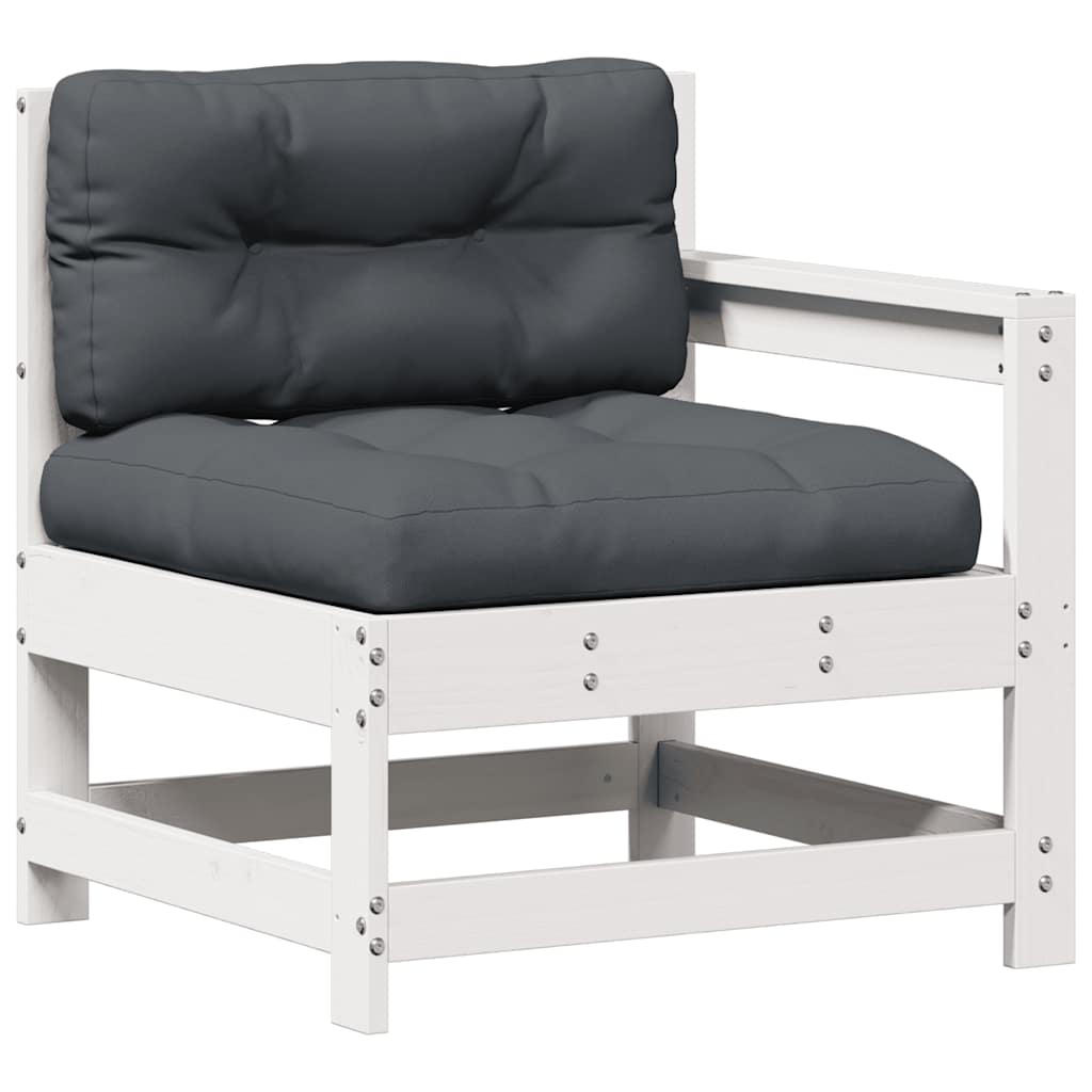 4-Delige Loungeset Met Kussens Massief Grenenhout Wit grenenhout