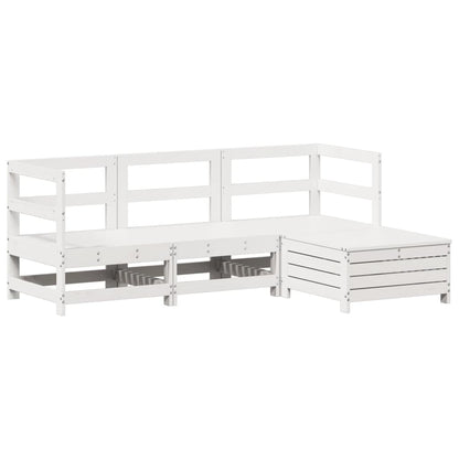 4-delige Loungeset massief grenenhout wit
