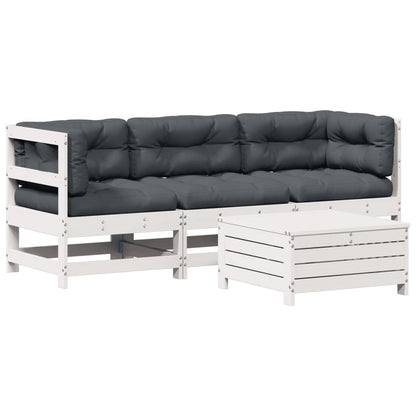 4-delige Loungeset met kussens massief grenenhout