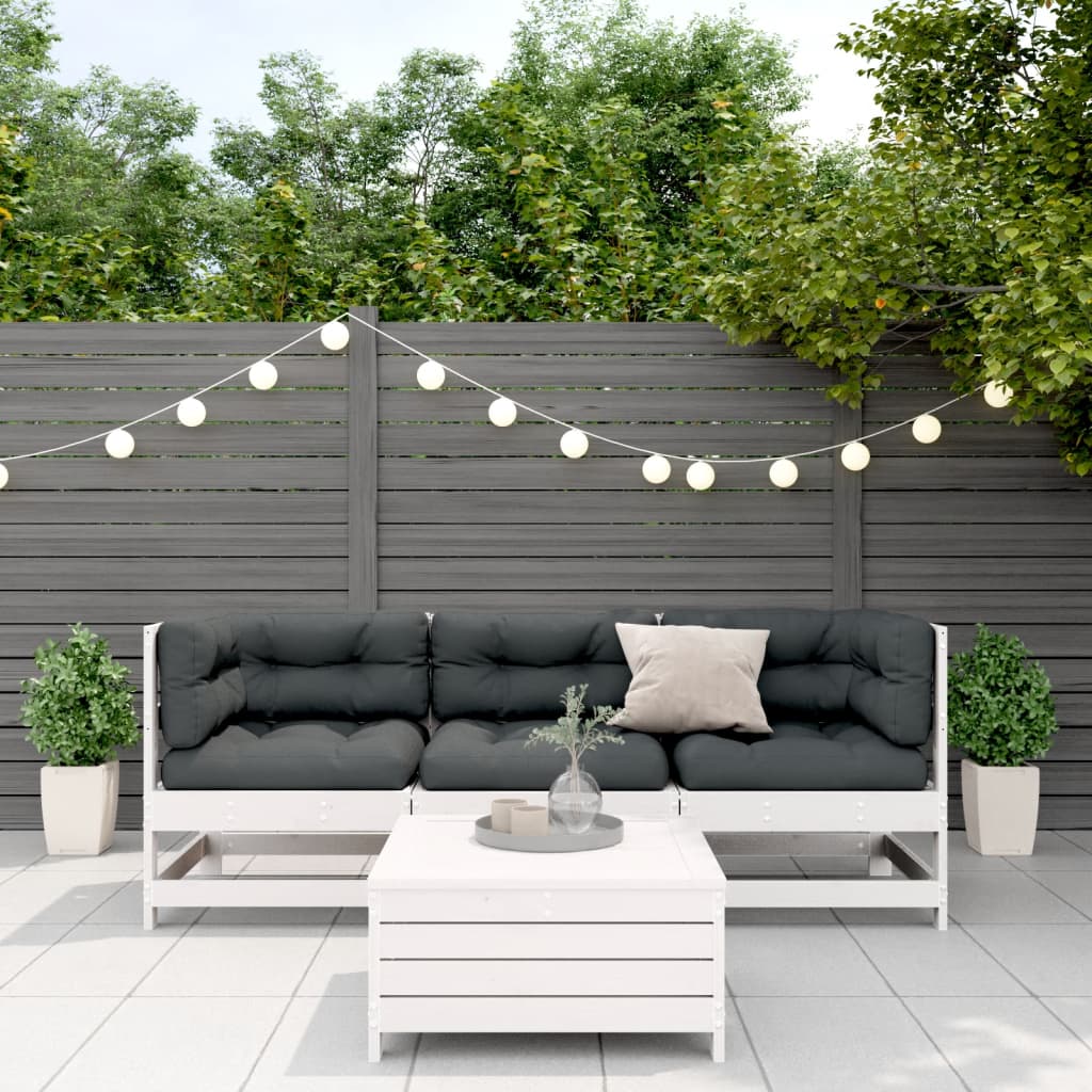 4-delige Loungeset met kussens massief grenenhout
