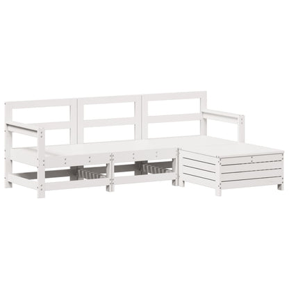 4-delige Loungeset massief grenenhout wit