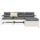 4-delige Loungeset massief grenenhout wit