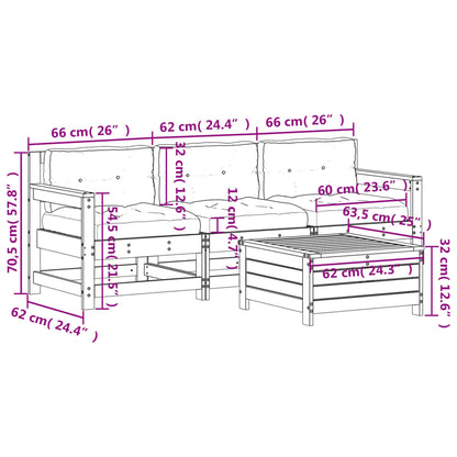 4-delige Loungeset met kussens massief grenenhout
