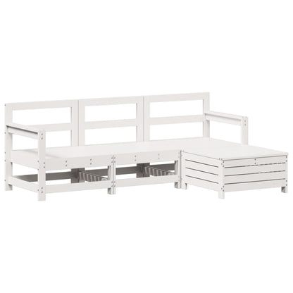 4-delige Loungeset massief grenenhout wit