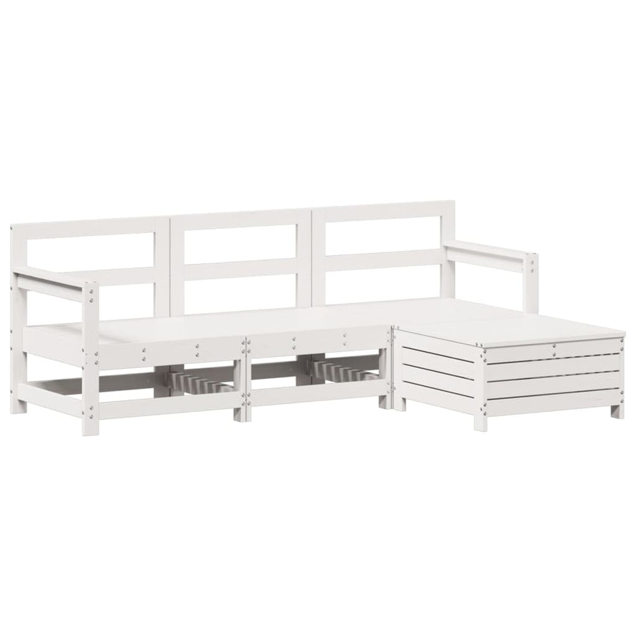 4-delige Loungeset massief grenenhout wit