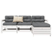Loungeset 4-delig massief grenenhout wit