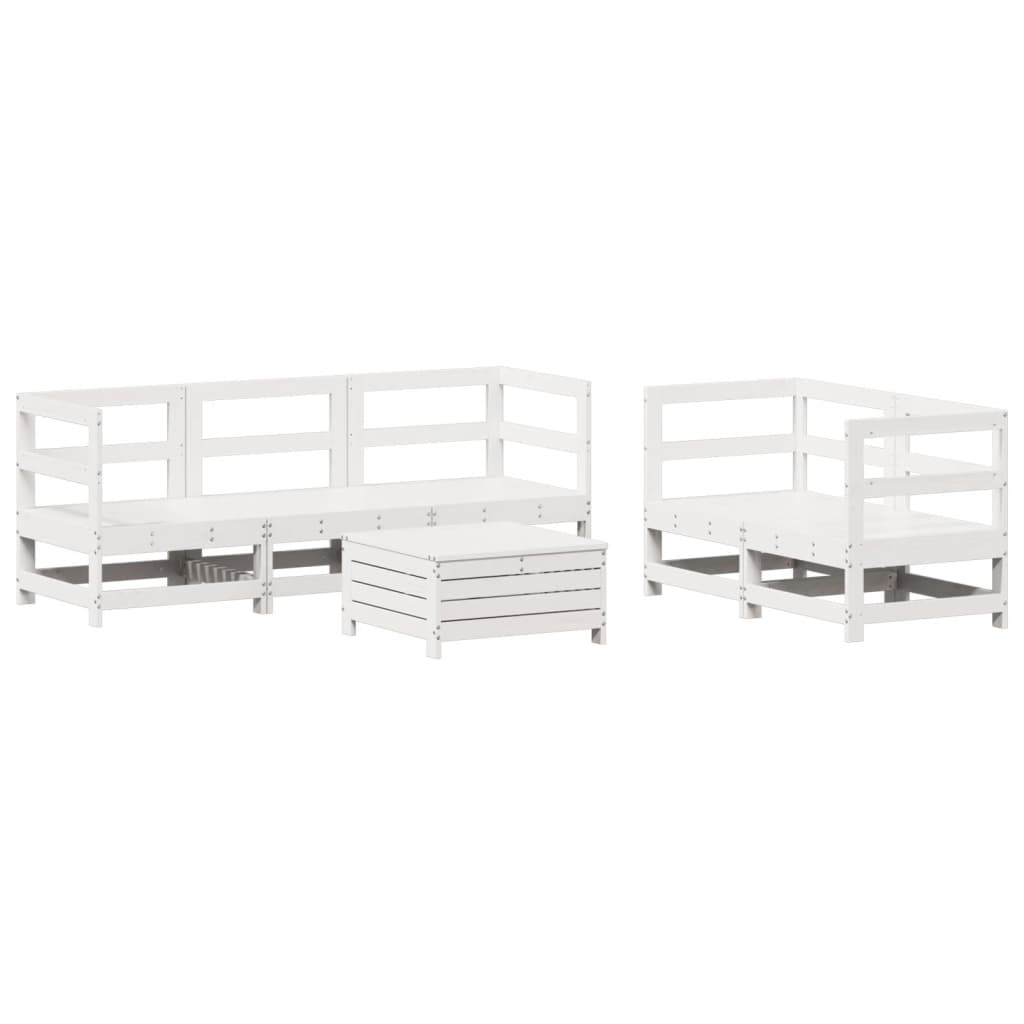 6-delige Loungeset massief grenenhout wit