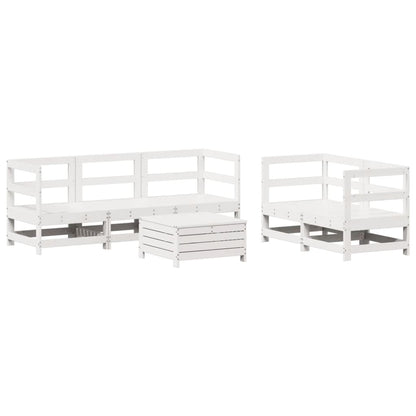 6-delige Loungeset massief grenenhout wit