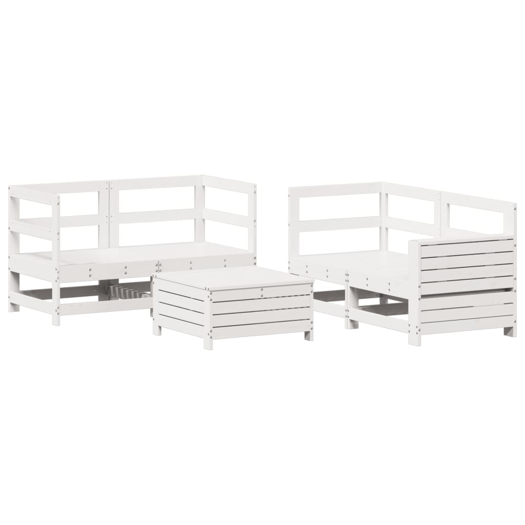 5-delige Loungeset massief grenenhout wit