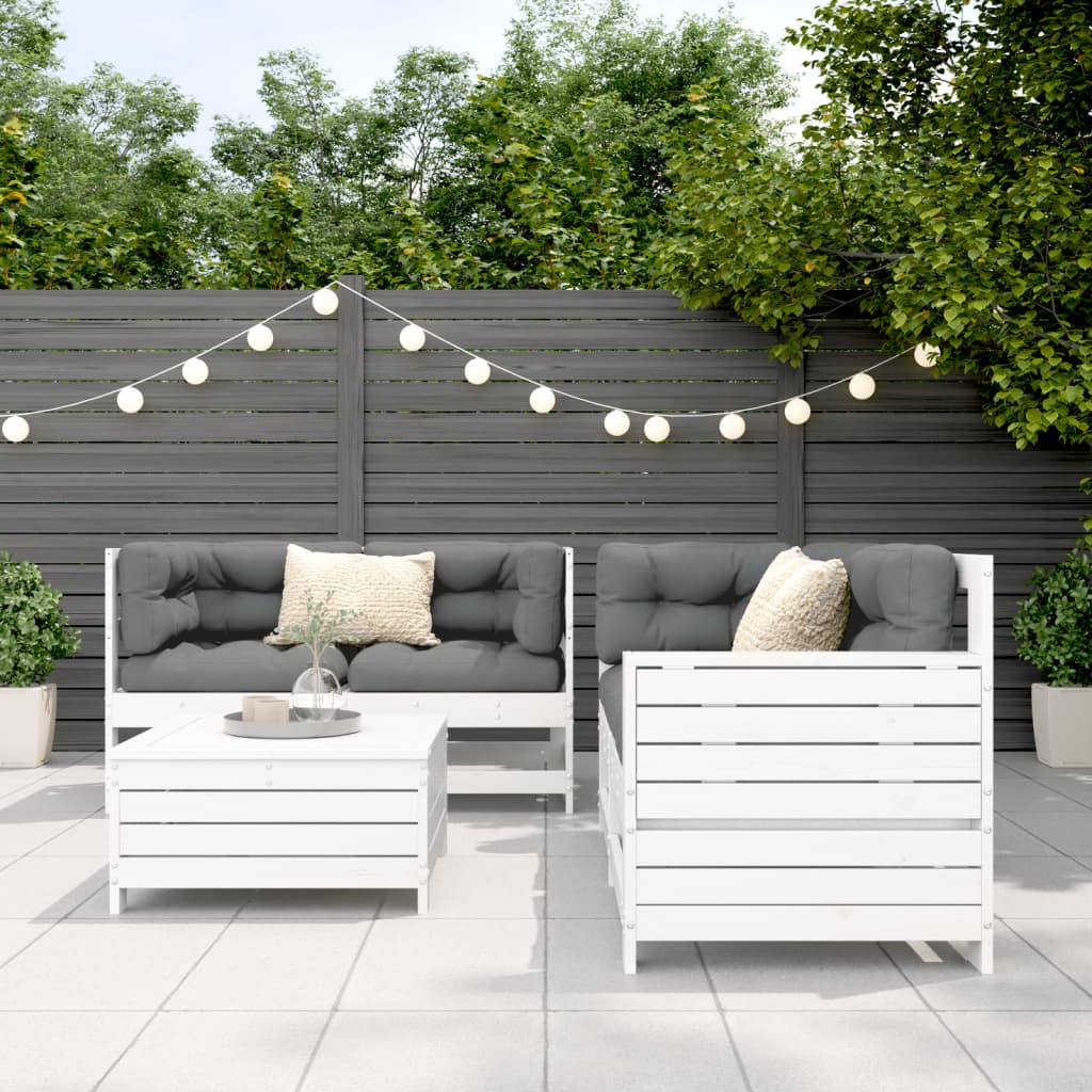 5-delige Loungeset massief grenenhout wit