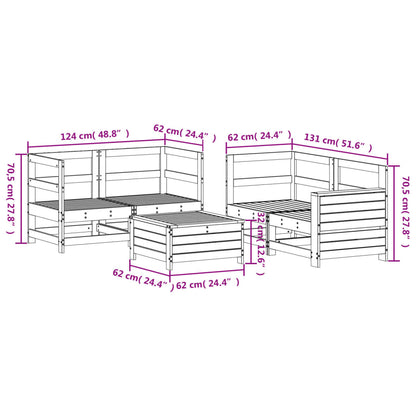 5-delige Loungeset massief grenenhout wit