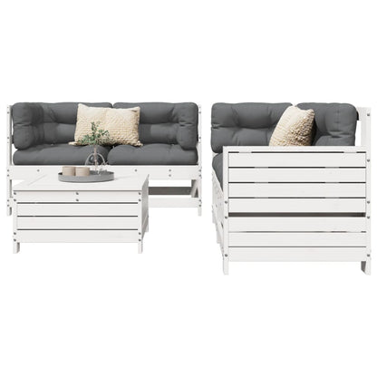 5-delige Loungeset massief grenenhout wit