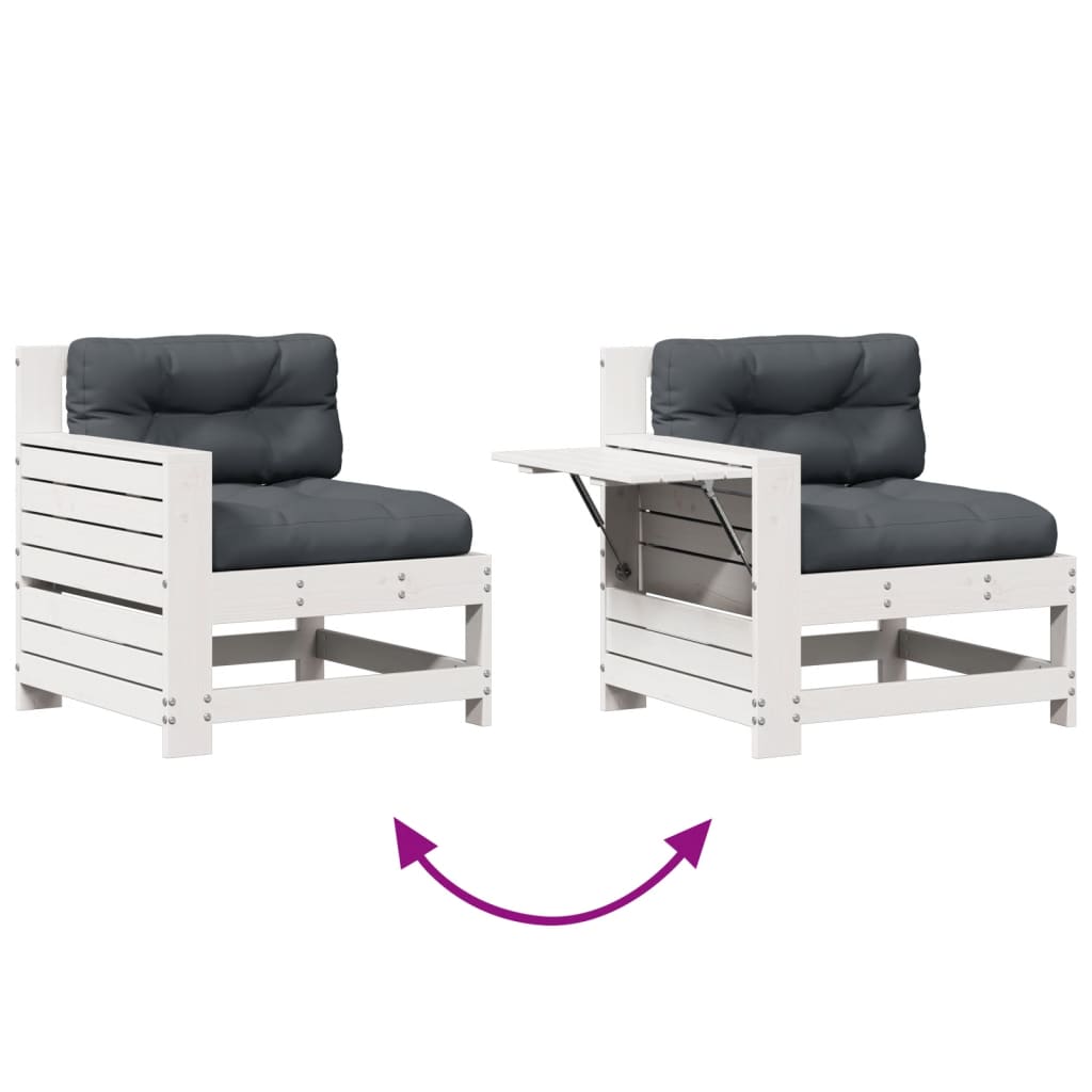 5-Delige Loungeset Met Kussens Massief Grenenhout Wit Wit grenenhout
