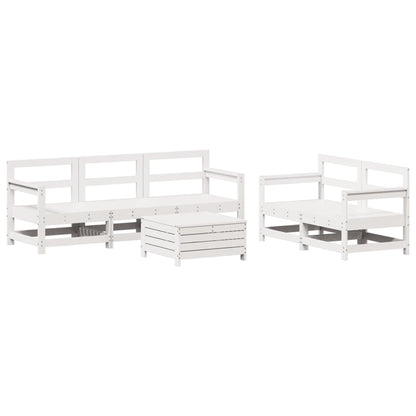 6-delige Loungeset massief grenenhout wit