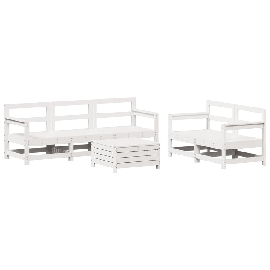 6-delige Loungeset massief grenenhout wit