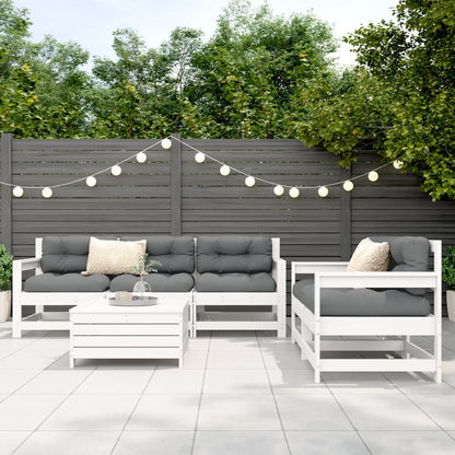6-delige Loungeset massief grenenhout wit