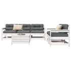 6-Piece Lounge Set Solid Pine Wood White