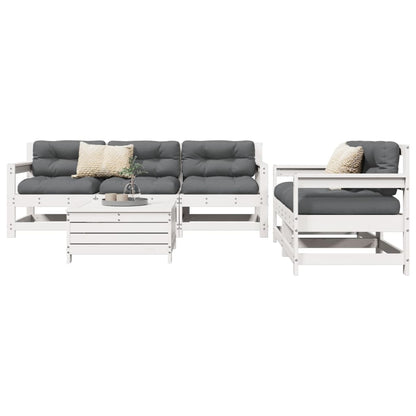 6-delige Loungeset massief grenenhout wit