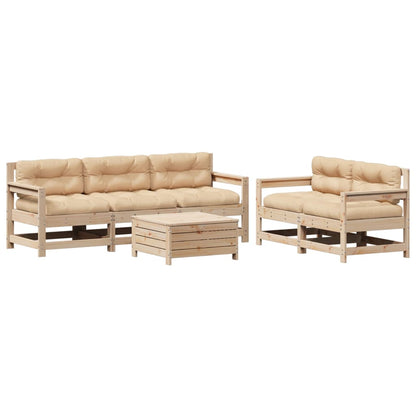 6-Delige Loungeset Met Kussens Massief Grenenhout