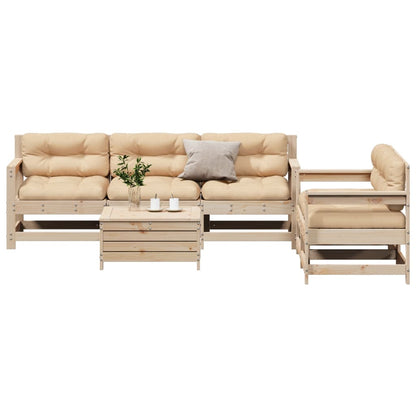 6-Delige Loungeset Met Kussens Massief Grenenhout