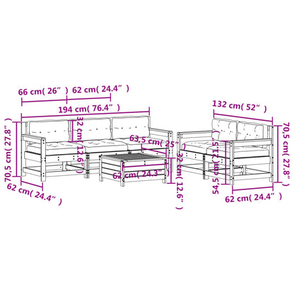 6-Delige Loungeset Met Kussens Massief Grenenhout