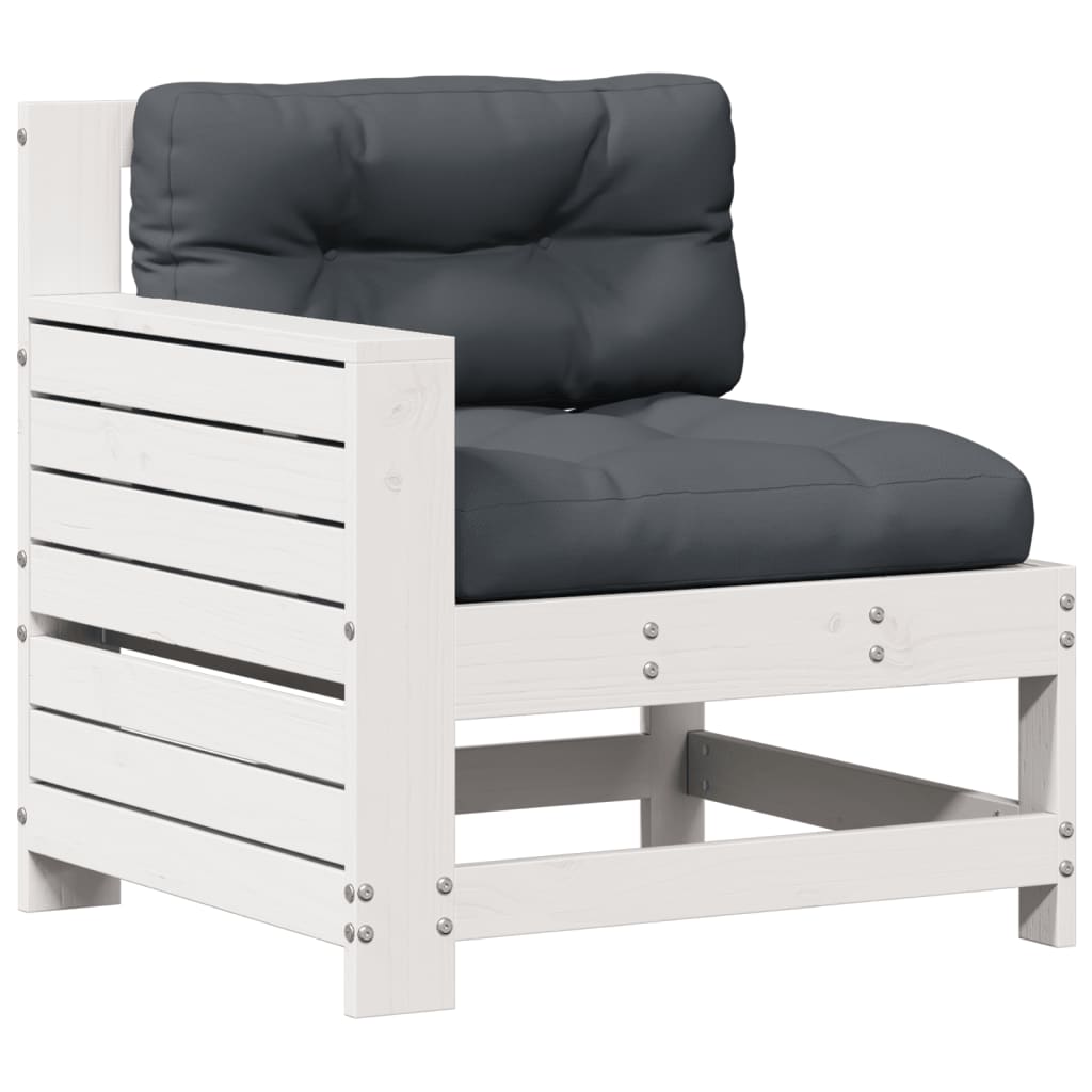5-Delige Loungeset Met Kussens Massief Grenenhout Wit Wit grenenhout