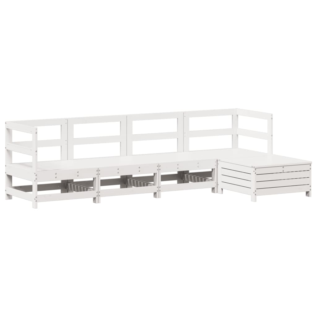 5-delige Loungeset massief grenenhout wit