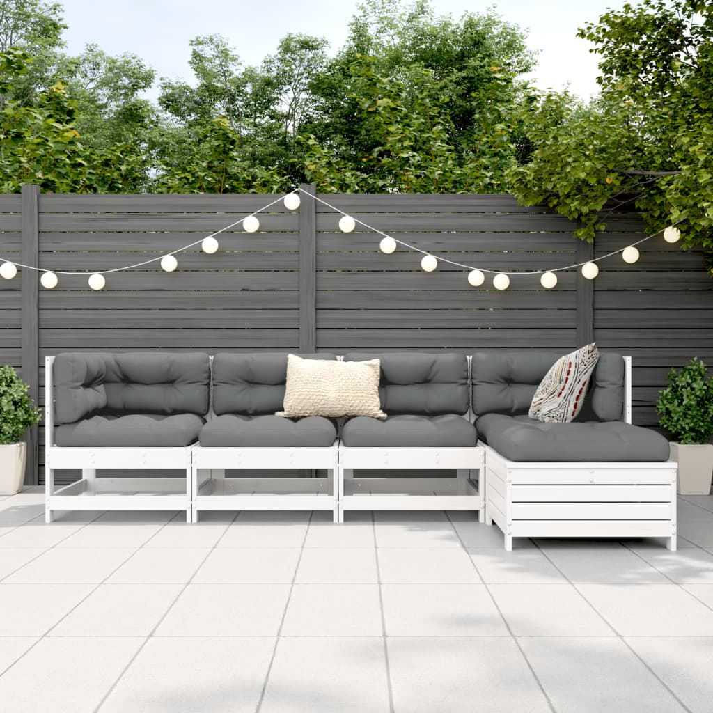 5-delige Loungeset massief grenenhout wit