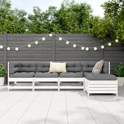 5-delige Loungeset massief grenenhout wit