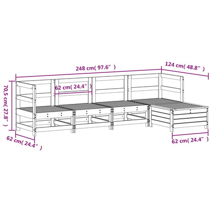 5-delige Loungeset massief grenenhout wit
