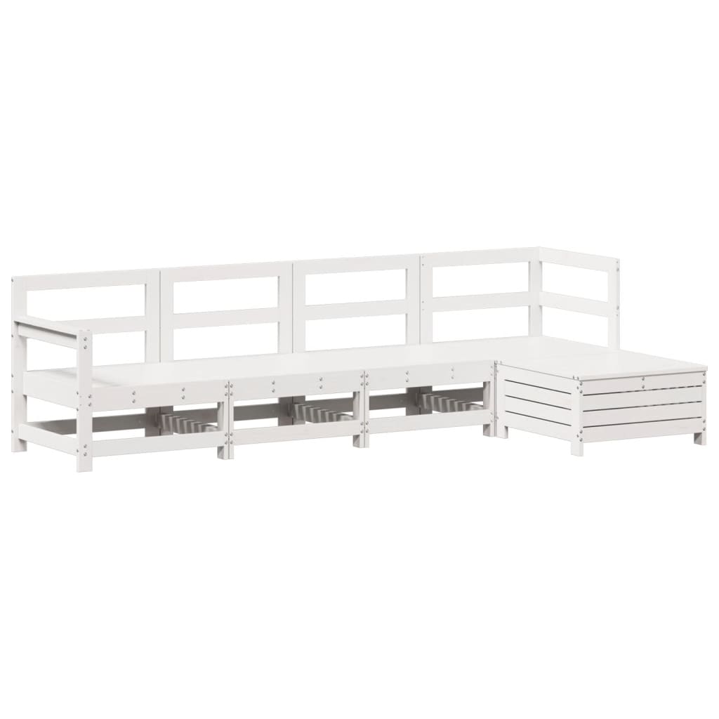5-delige Loungeset massief grenenhout wit