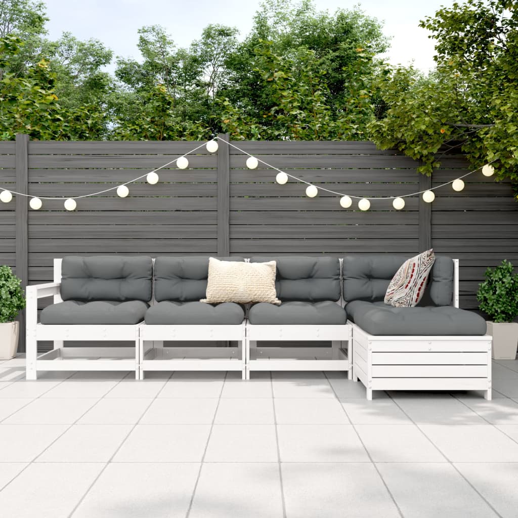 5-delige Loungeset massief grenenhout wit