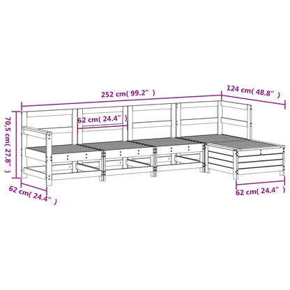 5-delige Loungeset massief grenenhout wit