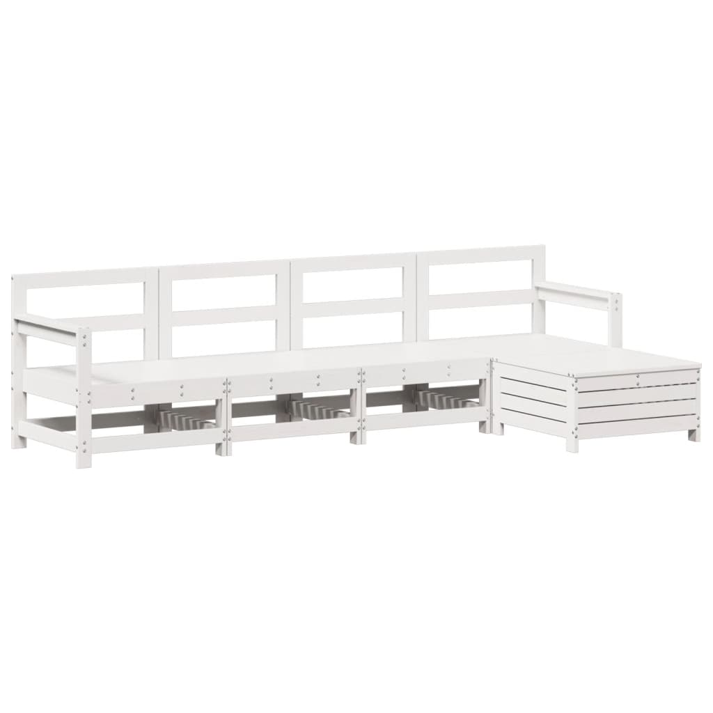 5-delige Loungeset massief grenenhout wit