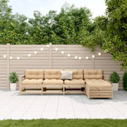 Loungeset 5-delig massief grenenhout met kussens
