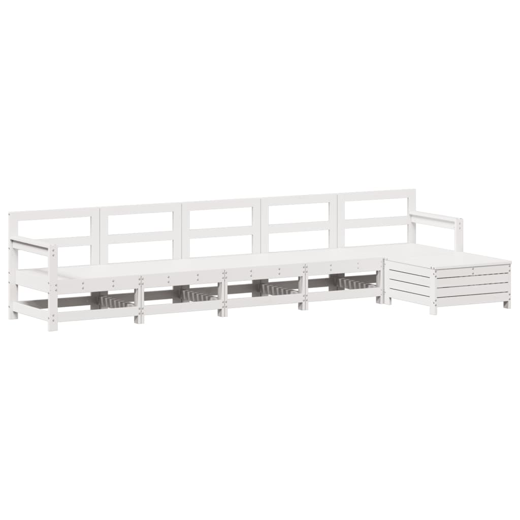 6-delige Loungeset massief grenenhout wit