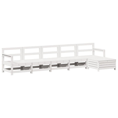 6-delige Loungeset massief grenenhout wit
