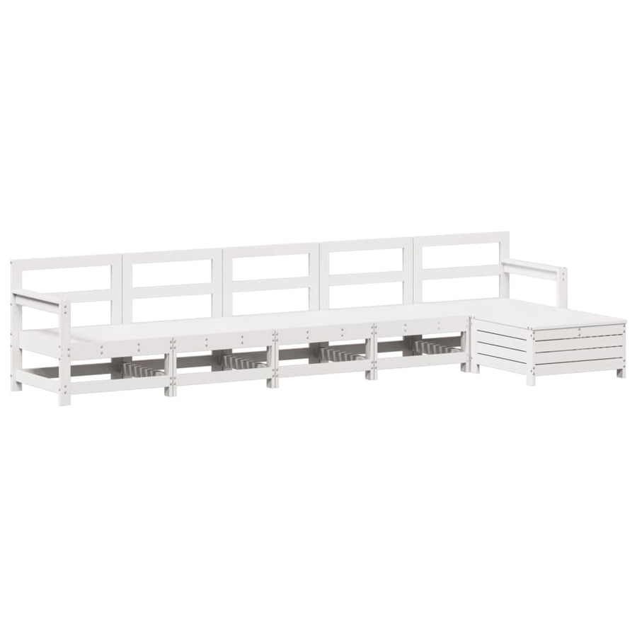 6-delige Loungeset massief grenenhout wit