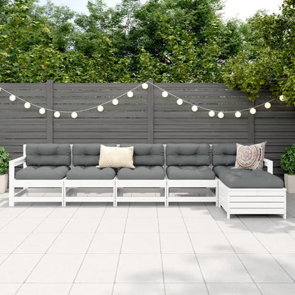 6-delige Loungeset massief grenenhout wit