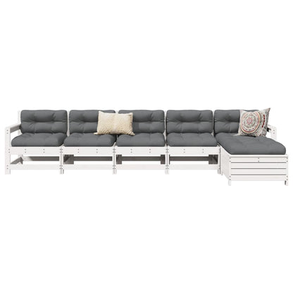 6-delige Loungeset massief grenenhout wit