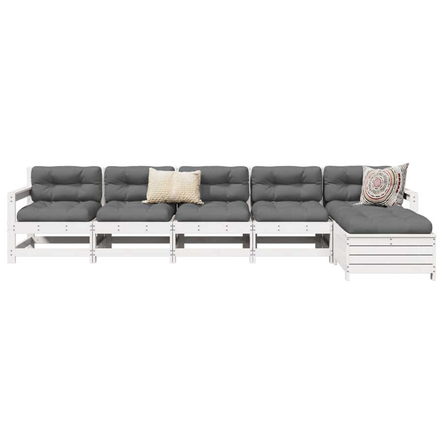 6-delige Loungeset massief grenenhout wit
