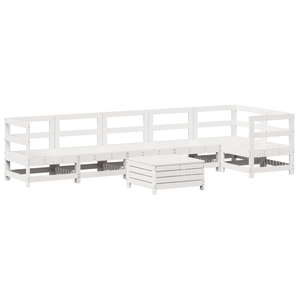 7-delige Loungeset massief grenenhout wit