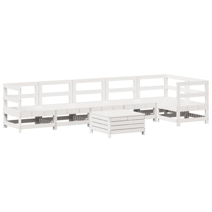 7-delige Loungeset massief grenenhout wit