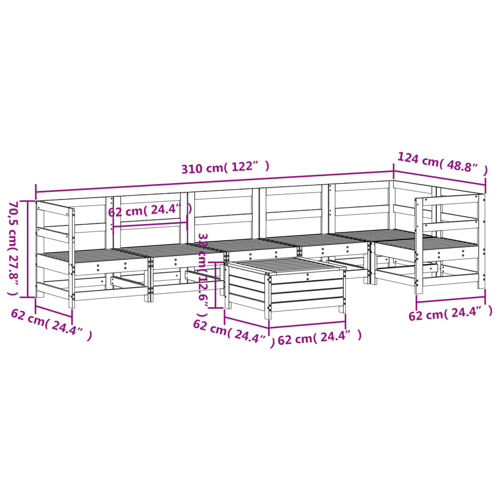 7-delige Loungeset geïmpregneerd grenenhout