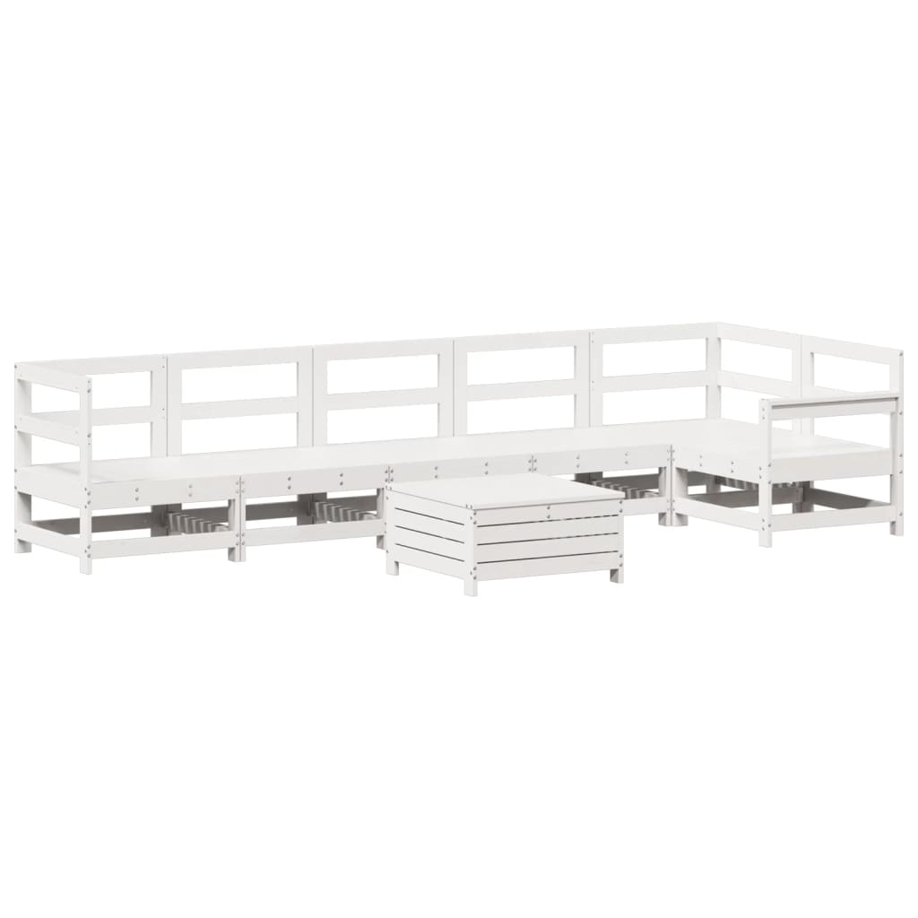 7-delige Loungeset massief grenenhout wit